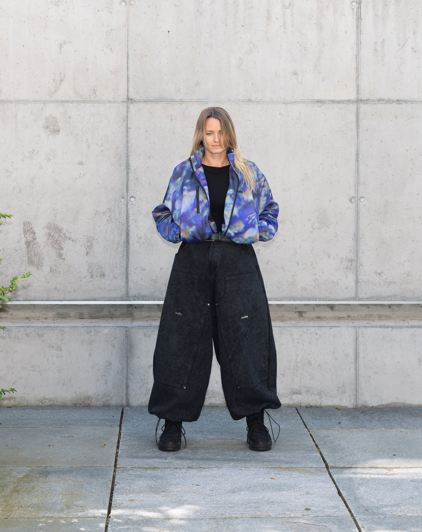 Black Washed Double Knees