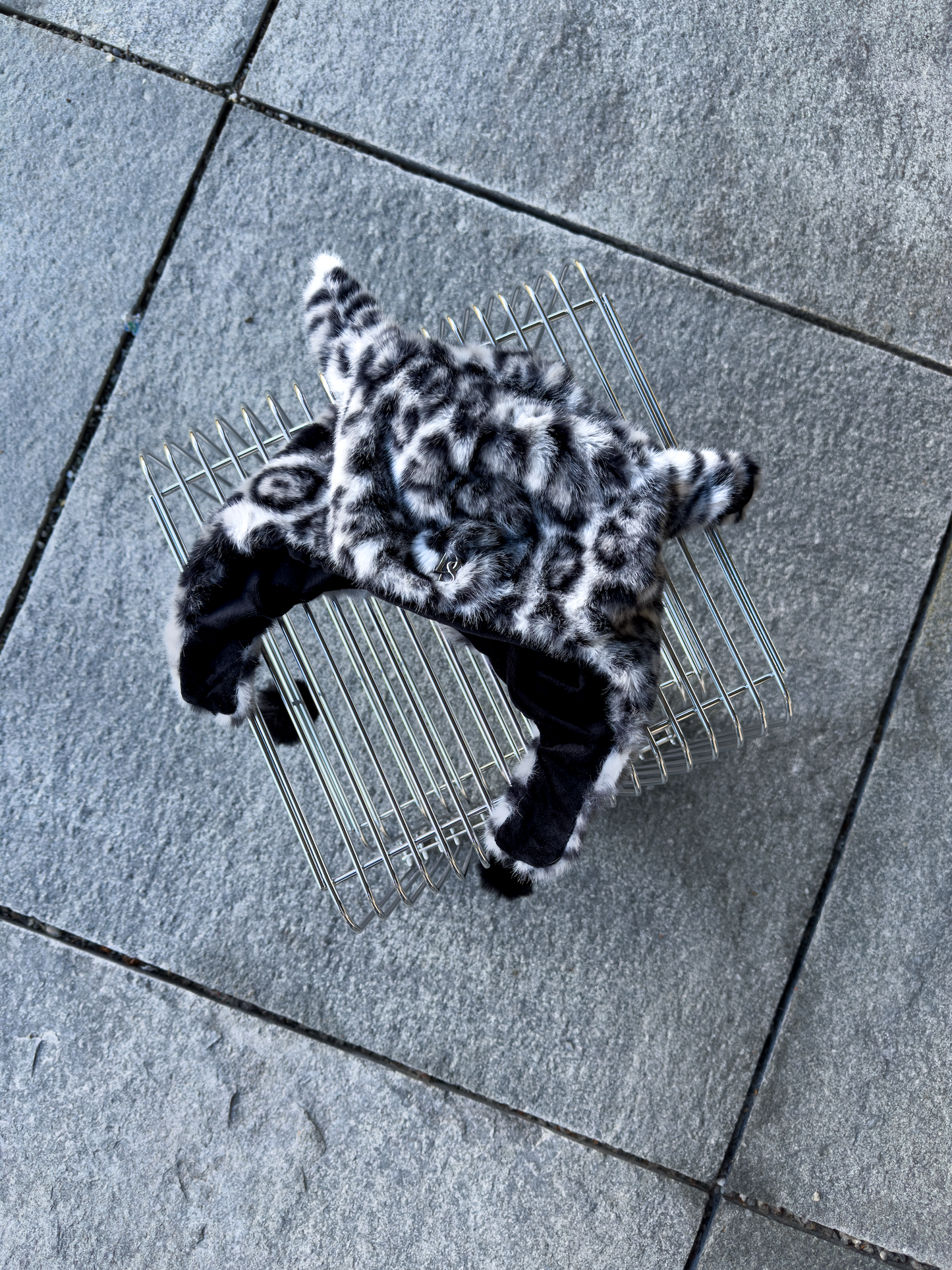 Faux Fur Jaguar Beanie ''White&black''