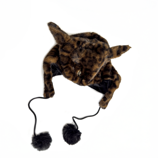 Faux Fur Jaguar Beanie ''Black & Brown''